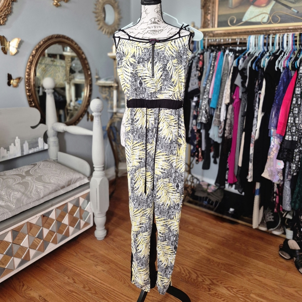 Material Girl 80s-Vibe Yellow and Black Fitted Jumpsuit